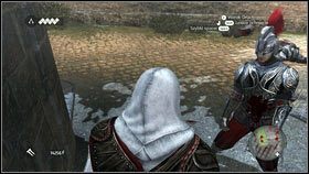 Gdy strażnik przestanie przyglądać się zwłoką, podejdź do pierwszego obrazu [1] - Odzyskana sekwencja - Zaginięcie Leonarda (4) | DLC Assassins Creed Brotherhood - Assassins Creed: Brotherhood - poradnik do gry