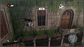 Znajdziesz tam balkon, z którego możesz wdrapać się na zarośnięte bluszczem rusztowanie [1] - Odzyskana sekwencja - Zaginięcie Leonarda (2) | DLC Assassins Creed Brotherhood - Assassins Creed: Brotherhood - poradnik do gry