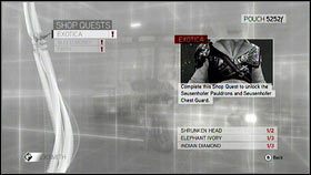 Wymagane przedmioty: Spreparowana głowa x2, Kość słoniowa x3, Indiański brylant x3 - Zadania sklepikarzy w AC Brotherhood | Skarby i zadania sklepikarzy - Assassins Creed: Brotherhood - poradnik do gry