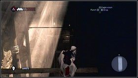 Gdy będziesz na dole, wejdź pod ścianie obok krat [1], a następnie przeskocz po drewnianych drążkach do kolejnej komnaty [2] - Maszyny Leonarda (2) | Zadania poboczne Assassins Creed Brotherhood - Assassins Creed: Brotherhood - poradnik do gry