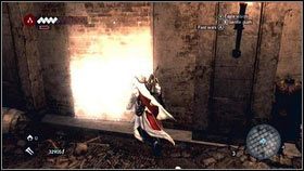 Po zebraniu wszystkich cennych przedmiotów [1], wyjdź na zewnątrz przez ukryte w ścianie przejście [2] - Legowiska Romulusa (4) | Zadania poboczne Assassins Creed Brotherhood - Assassins Creed: Brotherhood - poradnik do gry