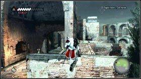 Po rozmowie z wdowcem [1], udaj się do zaznaczonej na mapie strefy i wejdź na budynek w jej północno wschodniej części [2] - Agenci Templariuszy | Zadania poboczne Assassins Creed Brotherhood - Assassins Creed: Brotherhood - poradnik do gry