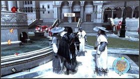 Pewnym utrudnieniem jest również to, że aby misja została zaliczona, musisz podejść do zaznaczonego celu [1], nie będąc ściganym przez straże - Sekwencja 8 - Borgia (2) | Opis przejścia Assassins Creed Brotherhood - Assassins Creed: Brotherhood - poradnik do gry