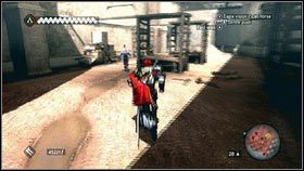 Po rozpoczęciu zadania, schowaj się za rogiem [1] i poczekaj, aż patrolujący teren strażnik, odwróci się - Sekwencja 8 - Borgia (1) | Opis przejścia Assassins Creed Brotherhood - Assassins Creed: Brotherhood - poradnik do gry