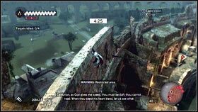 Tuż przy ścianie powinieneś zauważyć kilka beczek [1] - Sekwencja 7 - Klucz do Castello (2) | Opis przejścia AC Brotherhood - Assassins Creed: Brotherhood - poradnik do gry
