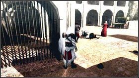 Po dłuższym marszu cel zatrzyma się i rozpocznie rozmowę [1] - Sekwencja 4 - Kryjówka Złodziei (4) | Opis przejścia AC Brotherhood - Assassins Creed: Brotherhood - poradnik do gry