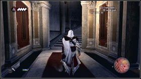 Po rozmowie z Catariną wyjdź po schodach z podziemi [1] i skręć w prawo [2] - Sekwencja 4 - Kryjówka Złodziei (2) | Opis przejścia AC Brotherhood - Assassins Creed: Brotherhood - poradnik do gry