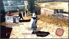 Po rozmowie ze swoim starym kompanem Bartolomeo oraz jego żoną [1], znajdziesz się na zewnątrz budynku i otrzymasz zadanie dogonienia oraz zabicia kapitana straży [2] - Sekwencja 3 - Wojownik, kochanek I złodziej (2) | Opis przejścia Brotherhood - Assassins Creed: Brotherhood - poradnik do gry