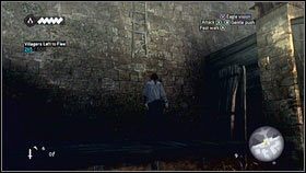 Trzymając PPM i wciskając lub przytrzymując SPACJĘ skacz po kolejny fragmentach budowli [1], aż do miejsca z wiszącą u góry drabiną [2] - Sekwencja 1 - Pokój (2) | Opis przejścia Assassins Creed Brotherhood - Assassins Creed: Brotherhood - poradnik do gry