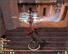 W nowej lokacji czekają Cię dość trudne walki, tak więc początkowo radziłbym rozstawić się przy schodach i odczekiwać na pojawianie się przeciwników - Pewna potrzeba | Questy poboczne - Akt 3 | Solucja Dragon Age II - Dragon Age II - poradnik do gry