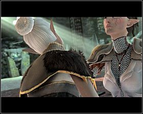 Jeżeli wybierzesz dolną opcję dialogową #1, to przypomnisz zgromadzonym tu osobom, że śmierć Opiekunki Marethari jest jedynym rozwiązaniem problemu obecności demona - Nowa ścieżka (2) | Questy towarzyszy - Akt 3 | Solucja Dragon Age II - Dragon Age II - poradnik do gry