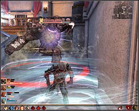 Jeżeli chcesz, możesz oczywiście zbiec na dół, ale lepiej jest walczyć z golemem na schodach #1 lub na piętrze - Nawiedzenie | Questy towarzyszy - Akt 3 | Solucja Dragon Age II - Dragon Age II - poradnik do gry