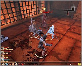 Nie sugeruj się tym, że Magister Hadriana będzie początkowo nieaktywną postacią, gdyż dołączy ona do walk po upływie kilku sekund #1 - Gorzkie lekarstwo (2) | Questy towarzyszy - Akt 2 | Solucja Dragon Age II - Dragon Age II - poradnik do gry