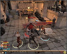 Jeżeli wybrałeś jeden z wariantów zakładających przystąpienie do walk, to musisz się liczyć z tym, że oprócz dwóch strażników kupca i ochroniarza kupca w dalszej fazie bitwy pojawią się też w okolicy najemnicy #1 - Zniszczenie Lothering (3) | Questy główne - Prolog | Solucja Dragon Age II - Dragon Age II - poradnik do gry