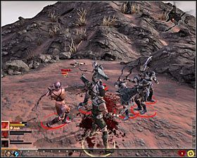 Nie oszczędzaj w trakcie tej bitwy środków leczniczych, używając ich za każdym razem gdy pasek zdrowia danego członka drużyny znajdzie się na wyczerpaniu - Zniszczenie Lothering (2) | Questy główne - Prolog | Solucja Dragon Age II - Dragon Age II - poradnik do gry