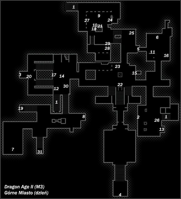 Legenda - M3; M4- Górne Miasto (dzień i noc) | Mapy Dragon Age II - Dragon Age II - poradnik do gry