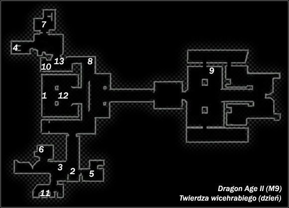 Legenda:	 - M9; M10- Twierdza wicehrabiego (dzień i noc) | Mapy Dragon Age II - Dragon Age II - poradnik do gry