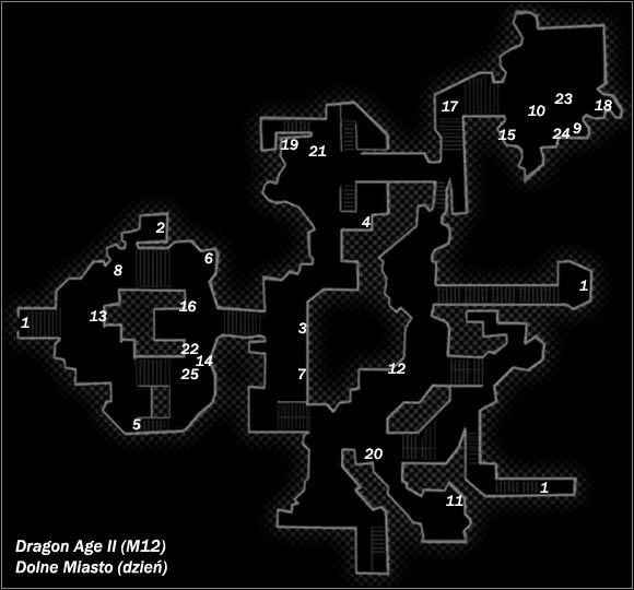 Legenda - M11; M12- Rozdarty Grzbiet - Miejsce zasadzki i Dolne Miasto (dzień) | Mapy - Dragon Age II - poradnik do gry