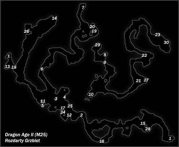 Legenda - M25; M26- Rozdarty Grzbiet i Jaskinie pod Rozdartym Grzbietem | Mapy - Dragon Age II - poradnik do gry