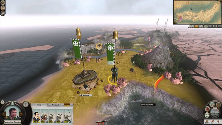 Zaznaczenie nie należącej do nas, ale widocznej prowincji da nam informacje odnośnie wybudowanych tam struktur - Interface w Total War SHOGUN 2 | Zarządzanie rodem - Total War: SHOGUN 2 - poradnik do gry