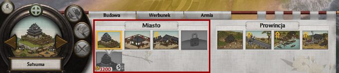 Tutaj znajdziemy budynki znajdujące się w obrębie stolicy naszej prowincji - Miasto w Total War SHOGUN 2 | Zarządzanie rodem - Total War: SHOGUN 2 - poradnik do gry