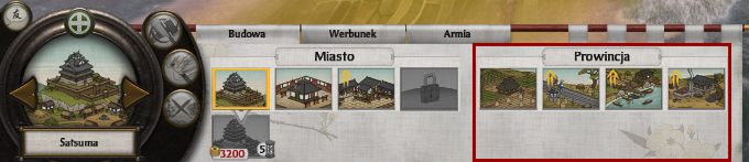 W przeciwieństwie do budynków w mieście, budynki prowincjonalne są widoczne na mapie kampanii jako osobne struktury - Prowincja w Total War SHOGUN 2 | Zarządzanie rodem - Total War: SHOGUN 2 - poradnik do gry
