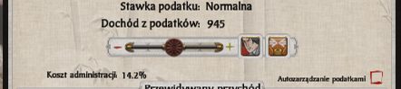 Poniżej mamy suwak pozwalający nam ustalać stawkę podatków w rodzie, jest tutaj też informacja odnośnie kosztów administracyjnych - Finanse i handel w Total War SHOGUN 2 | Zarządzanie rodem - Total War: SHOGUN 2 - poradnik do gry