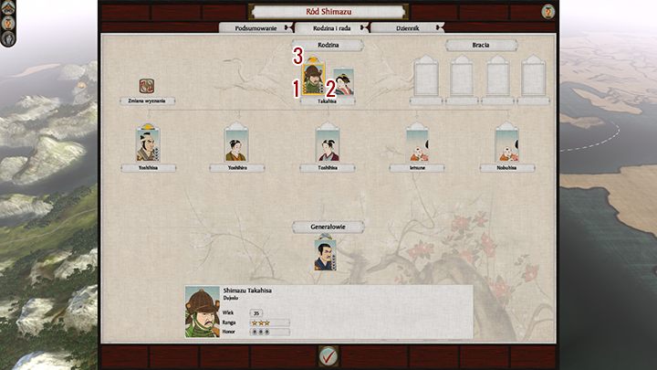 Bardziej istotna jest druga zakładka rodziny i rady - Zarządzanie rodem w Total War SHOGUN 2 - Total War: SHOGUN 2 - poradnik do gry