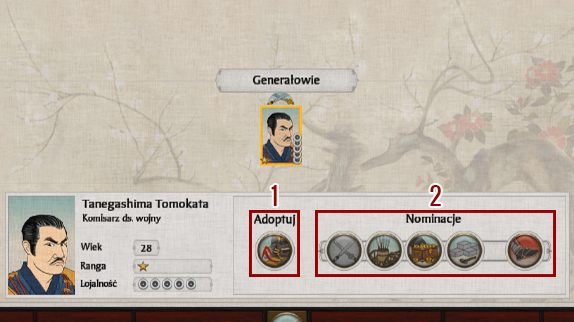 Po kliknięciu na jeden z portretów na dole pojawi nam się lista dostępnych akcji - Zarządzanie rodem w Total War SHOGUN 2 - Total War: SHOGUN 2 - poradnik do gry