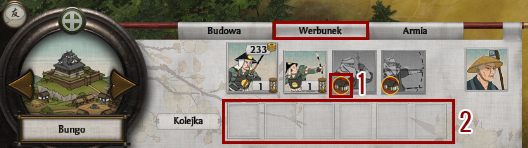 Aby rozpocząć werbunek wojska należy wybrać stolicę prowincji i przejść do zakładki werbunek - Armie lądowe w Total War SHOGUN 2 | Polityka i wojsko - Total War: SHOGUN 2 - poradnik do gry