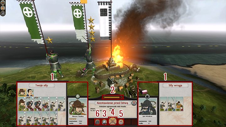 W momencie kiedy wydamy rozkaz zaatakowania - robimy to poprzez wybranie naszej armii i kliknięcie PPM na celu, wrogiej armii lub prowincji pojawi nam się panel wprowadzenia do bitwy - Armie lądowe w Total War SHOGUN 2 | Polityka i wojsko - Total War: SHOGUN 2 - poradnik do gry