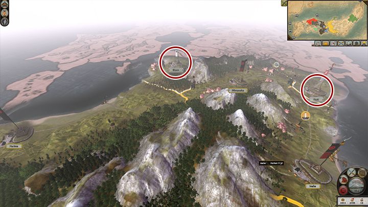 Zalecam też zaplanowanie zawczasu swoich podbojów, tak by w chwili podziału krainy mieć jak najkrótszą linię frontu - Sława i podział krainy w Total War SHOGUN 2 | Polityka i wojsko - Total War: SHOGUN 2 - poradnik do gry