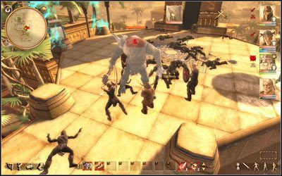 Po oczyszczeniu dziedzińca Tarkath będzie mógł bezpiecznie przystąpić do rzucania zaklęcia na Portal Róży, by go zamknąć - 4. Przerwana rozmowa | Zadania główne | Drakensang Phileassons Secret - Drakensang: Phileassons Secret - poradnik do gry