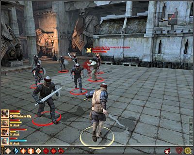 Jeżeli zdecydujesz się na przemierzanie ulic Górnego Miasta nocą, to musisz się liczyć z tym, że w niektórych miejscach będziesz atakowany przez dość liczne grupy Krwawych Furiatów i ich niewolników - M4- Górne Miasto (noc) | Mapy świata w Dragon Age II - Dragon Age II - poradnik do gry