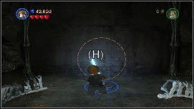 Kontynuuj aż dotrzesz do pomarańczowego chwytaka, na którym użyj haka [1], po czym pociągnij ścianę w swoim kierunku - Hrabia Dooku (5) | Tryb fabularny | LEGO Star Wars III The Clone Wars - LEGO Star Wars III: The Clone Wars - poradnik do gry