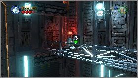 Po zniszczeniu barykady przełącz się na robota i przystąp do kolejnego pojedynku [1], a potem skorzystaj z panelu przy drzwiach [2] - Generał Grievous (2) | Tryb fabularny | LEGO Star Wars III The Clone Wars - LEGO Star Wars III: The Clone Wars - poradnik do gry