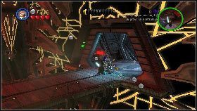 Ponownie rzuć w Grievousa jednym z obiektów [1], uderz go mieczem i użyj dźwignij w otworzonym pomieszczeniu [2] - Generał Grievous (4) | Tryb fabularny | LEGO Star Wars III The Clone Wars - LEGO Star Wars III: The Clone Wars - poradnik do gry