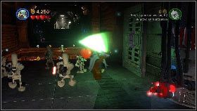 Następnie przeskocz po platformach [1] na drugą stronę, gdzie czeka cię pojedynek z przeciwnikami [2] - Generał Grievous (5) | Tryb fabularny | LEGO Star Wars III The Clone Wars - LEGO Star Wars III: The Clone Wars - poradnik do gry