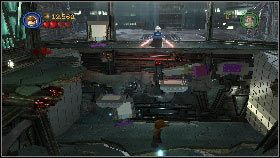 W kolejnej części łap rzucane przez oponentkę przedmioty [1] i dopasowuj je do fioletowych punktów na ścianie przed tobą [2] - Asajj Ventress (1) | Tryb fabularny | LEGO Star Wars III The Clone Wars - LEGO Star Wars III: The Clone Wars - poradnik do gry