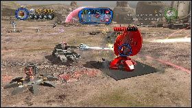 Po przejęciu jednego z placów wybuduj fabrykę czołgów RX-200 i przy ich pomocy zacznij eliminować kolejne budynki przeciwnika [1] - Asajj Ventress (5) | Tryb fabularny | LEGO Star Wars III The Clone Wars - LEGO Star Wars III: The Clone Wars - poradnik do gry