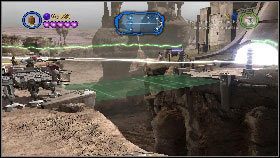 Teraz wystarczy postawić na złotym polu drugi budynek, który wyśle zieloną wiązkę laserową, w wyniku czego nad przepaścią powstanie most [1] - Asajj Ventress (5) | Tryb fabularny | LEGO Star Wars III The Clone Wars - LEGO Star Wars III: The Clone Wars - poradnik do gry