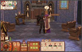 Kolejny wybór: jeśli wyślemy sprzymierzoną postać na rozmowy z ludźmi, to sami zajmiemy się szukaniem inspiracji w różnych miejscach: w kościołach lub na łonie natury (zależnie od jeszcze jednej decyzji) - Arcydzieło Kultury | Misje w The Sims Średniowiecze - The Sims: Średniowiecze - poradnik do gry