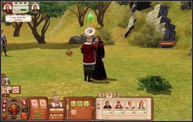 Po zaproszeniu osoby do zamku otrzymamy wybór - w pierwszym przypadku będziemy ćwiczyć strategię wojskową z przyszłą partnerką/partnerem, a w drugim spróbujemy użyć naszego uroku - Wiedźma Powróciła | Misje w The Sims Średniowiecze - The Sims: Średniowiecze - poradnik do gry