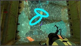 Po wciśnięciu czerwonego przycisku, żel zacznie przemieszczać się w niebieskim tunelu [1] - Rozdział 5 - Żele mobilności (4) | Tryb współpracy Portal 2 - Portal 2 - poradnik do gry