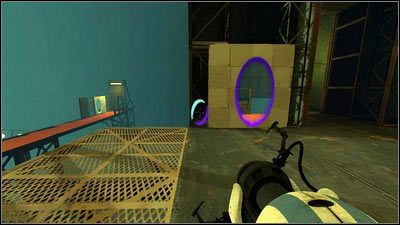 Portale jego kompana niech znajdą się na ścianie z prawej stronie wejścia oraz na szachownicy naprzeciwko czerwonej dziury - Rozdział 5 - Żele mobilności (3) | Tryb współpracy Portal 2 - Portal 2 - poradnik do gry