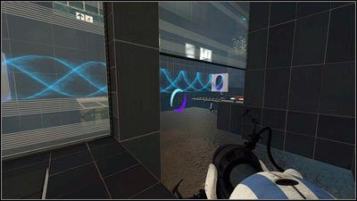 W tym czasie jego towarzysz powinien postawić błękitną dziurę na końcu strumienia - Rozdział 4 - Świetlna bariera (2) | Tryb współpracy Portal 2 - Portal 2 - poradnik do gry