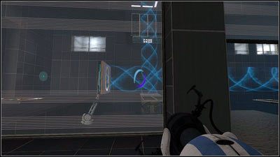 Po rozpoczęciu etapu niech pomarańczowy robot stanie na wyrzutni i przeleci na drugą stronę pomieszczenia - Rozdział 4 - Świetlna bariera (2) | Tryb współpracy Portal 2 - Portal 2 - poradnik do gry