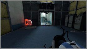 Niech chudy robot stworzy jedne portal na ścianie z prawej, a drugi nad barierą - Rozdział 3 - Świetlna bariera (4) | Tryb współpracy Portal 2 - Portal 2 - poradnik do gry