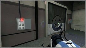 W miejscu wskazywanym przez laser, niebieski robot powinien postawić swój drugi portal - Rozdział 2 - Masa i prędkość (3) | Tryb współpracy Portal 2 - Portal 2 - poradnik do gry