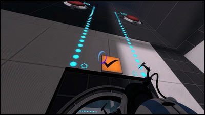 Gdy wszystko będzie gotowe, wystarczy że oba roboty wejdą na katapulty w tym samym momencie, a otworzy się przejście do kolejnego testu - Rozdział 2 - Masa i prędkość (3) | Tryb współpracy Portal 2 - Portal 2 - poradnik do gry